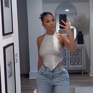 Local European Metallic Silver Top